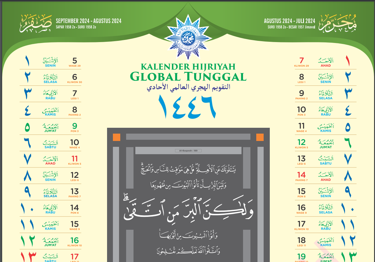 Download Kalender Hijriyah Global Tunggal (KHGT) 1446 H Muhammadiyah
